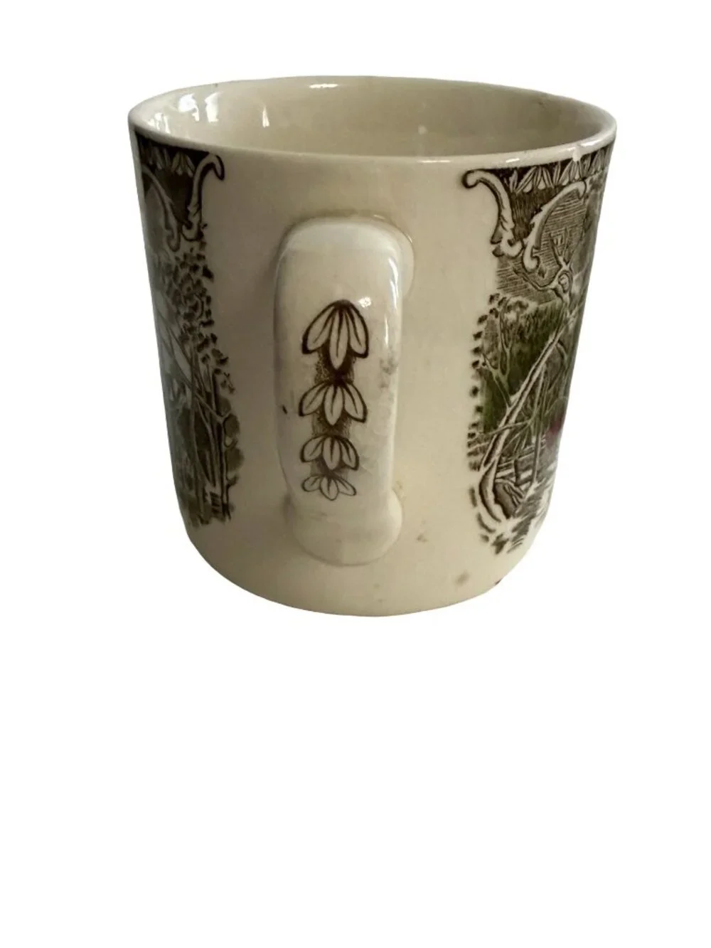 Vintage Made in England Scenic Transferware Mug Covered Bridge Mill Landscape